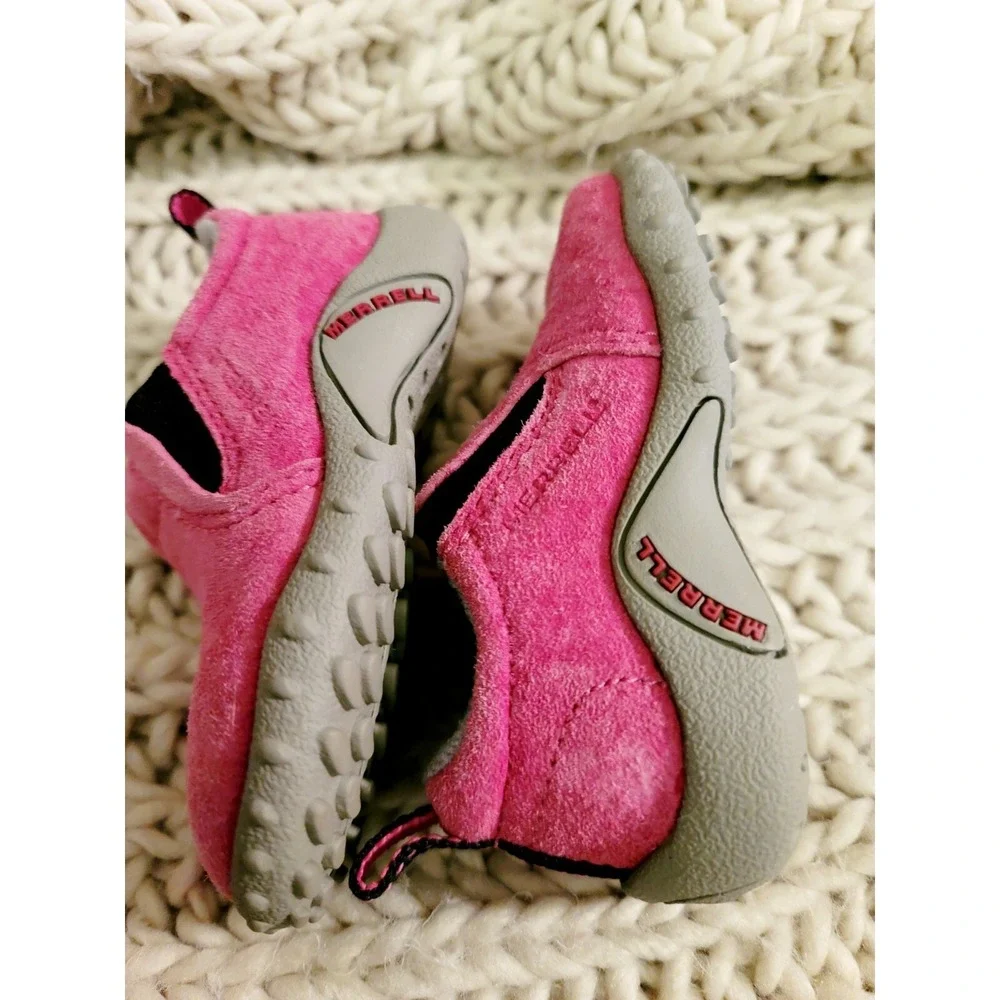 Merrell Jungle Moc Pink Slip On Pink Suede Shoes Baby Size 4